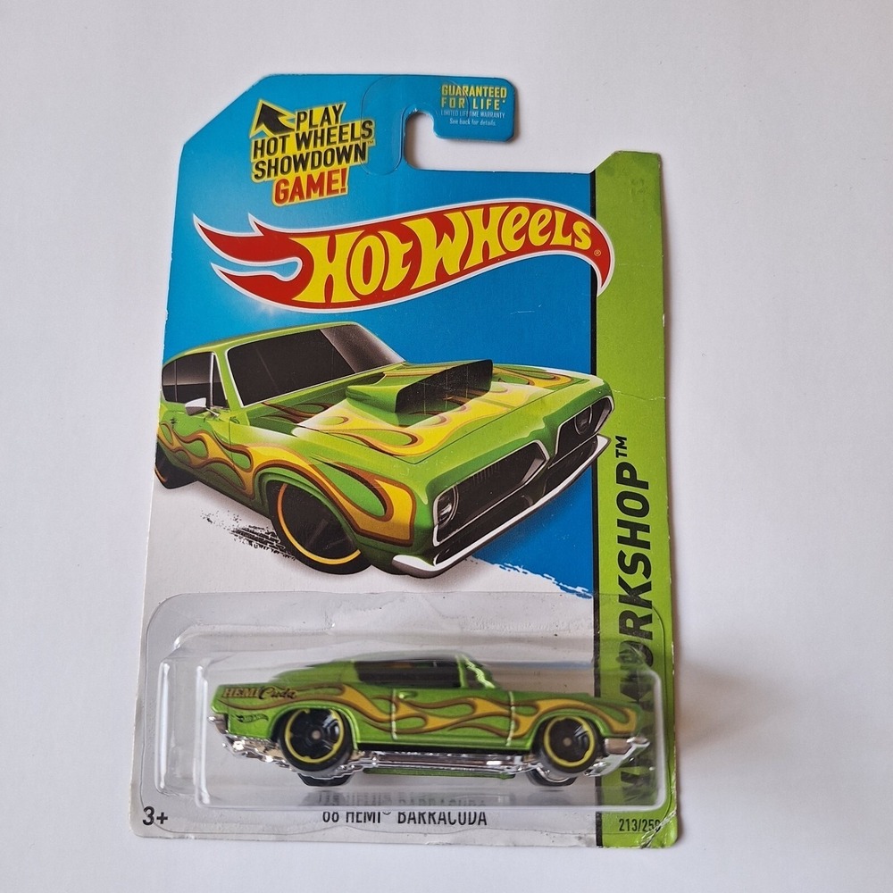 Hot Wheels 2014 Workshop Green '68 Hemi Barracuda #213 Has Some Wear